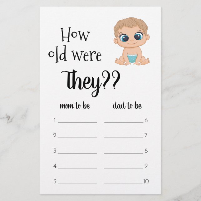 Hur gamla var de? Bebis Pojke Flygblad (Framsidan)