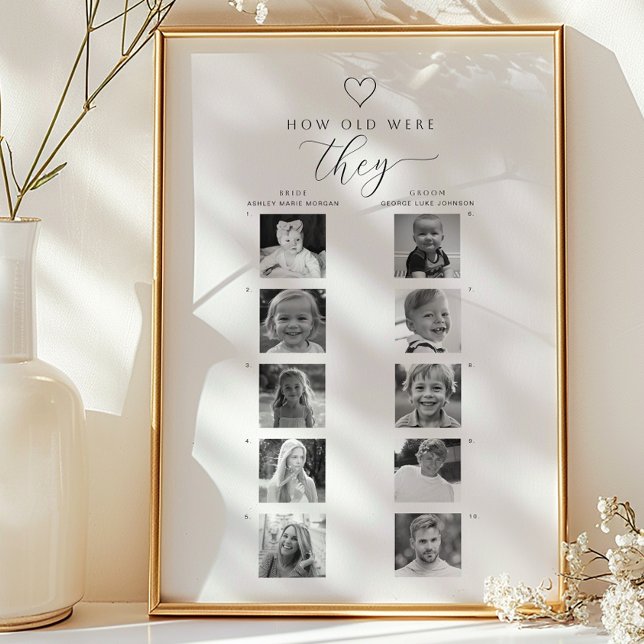 Hur gamla var de? Duschfoto gissningsleken Poster (Shower Game Poster)