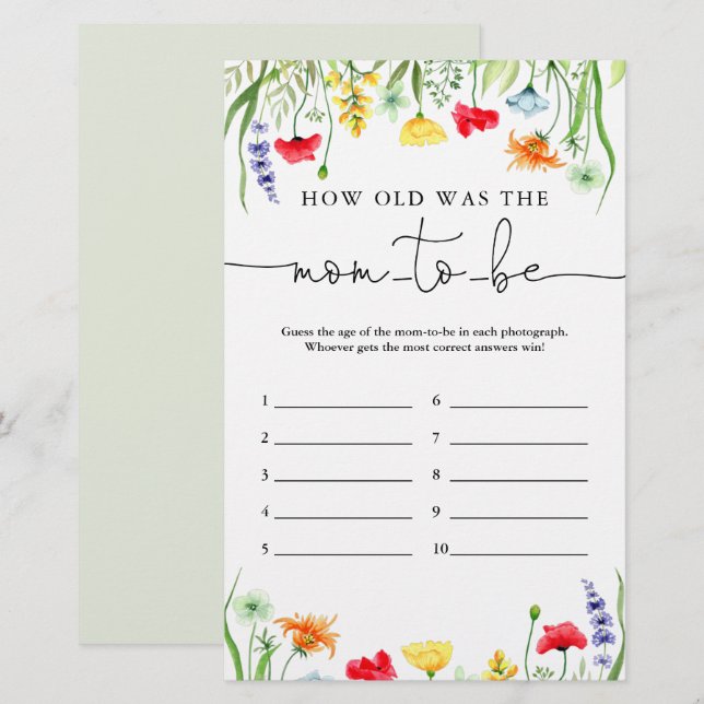 Hur gamla var de färgstarka vilda blommorna i mamm (Fram/baksida)