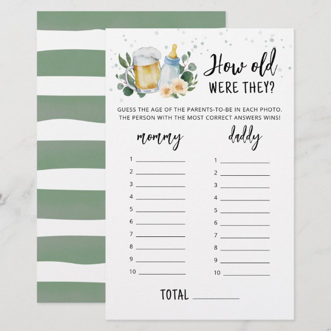 Hur gamla var de Game Greenery Baby Is Brewing (Fram/baksida)