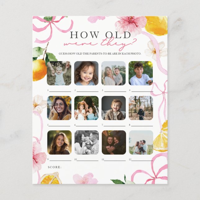 Hur gamla var de Lemon Baby Shower-spel Flygblad (Framsidan)