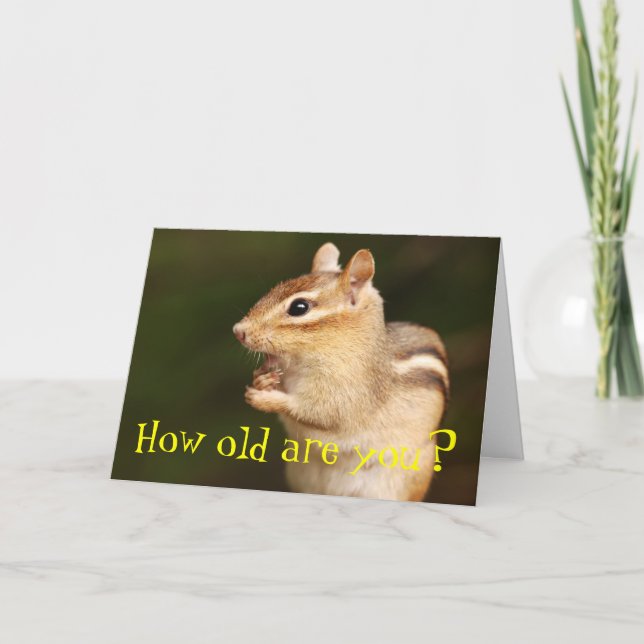 Hur gammal är du? Chipmunk Birthday Card Kort (Framsida)