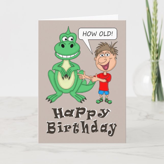 Hur gammal dinosauriefödelsedag kort (Framsida)