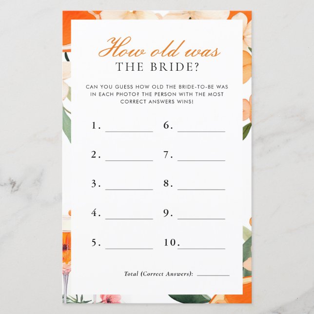 Hur gammal var Bride Aperol Spritz-Möhippan? (Framsida)