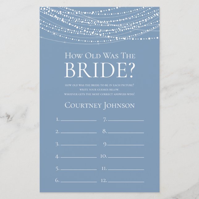 Hur gammal var Bride Dusty Blue Ljus? (Framsida)