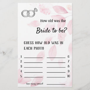 Hur gammal var Bride?-Rosa Watercolor Flyer? Flygblad