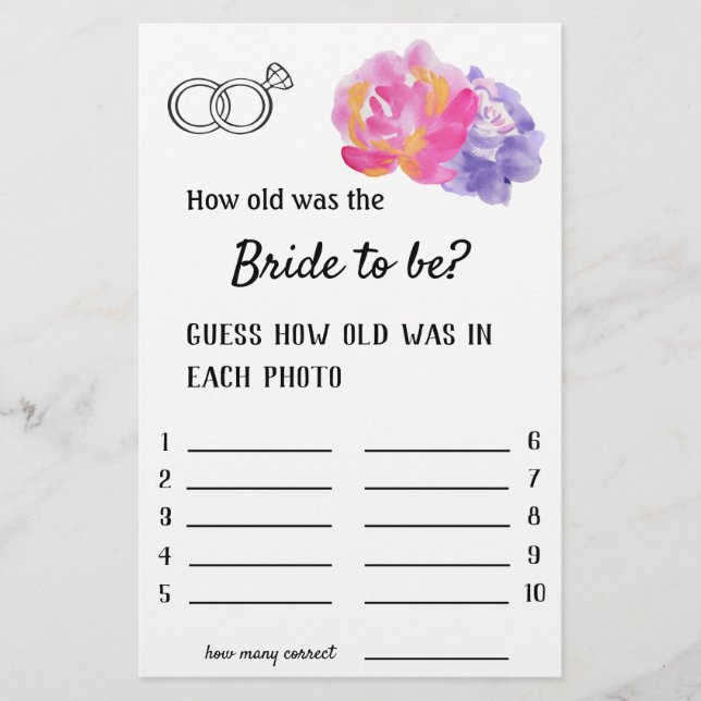 Hur gammal var Bride? - Violet Flowers Flygblad (Framsidan)