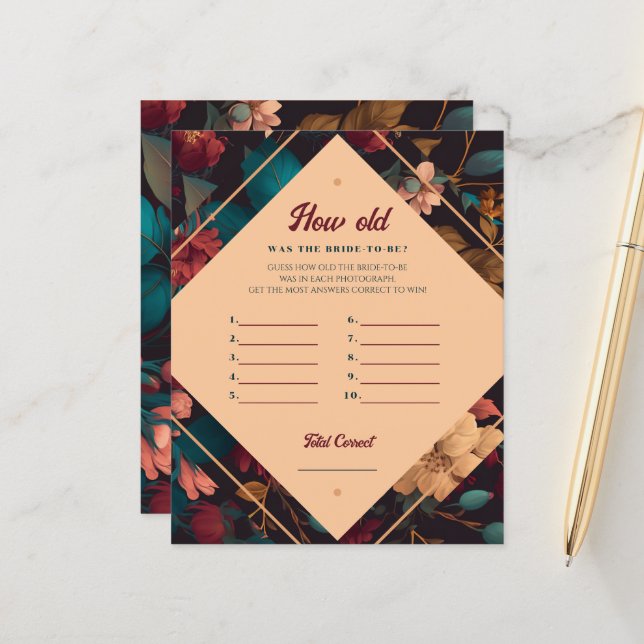 Hur gammal var bruden? Bild Game Papprare Lakan (Fram/Back In Situ)