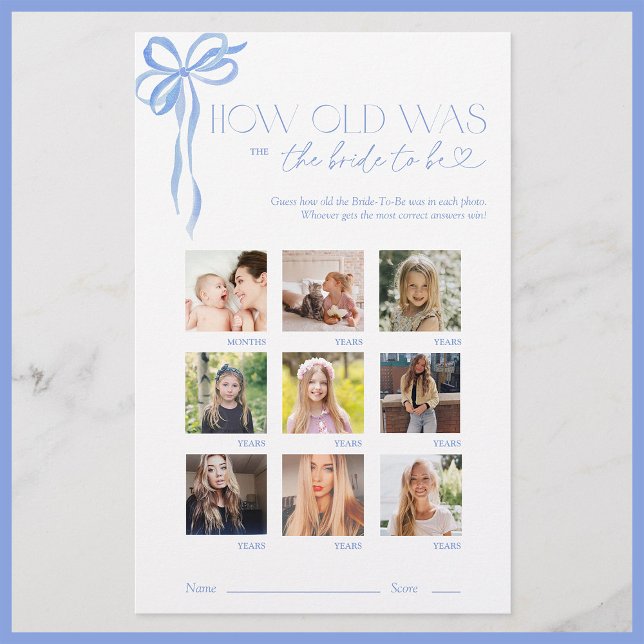 Hur gammal var bruden Blå bandet Bröllopsduschspel (Skapare uppladdad)