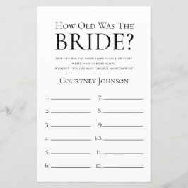 Hur gammal var bruden Bridal Shower Game