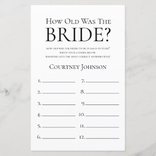 Hur gammal var bruden Bridal Shower Game