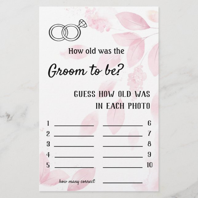 Hur gammal var Groom? Rosa Watercolor Flyer (Framsidan)