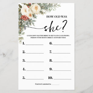 Hur gammal var hon Bröllopsdusch spelkort Flygblad