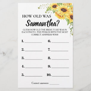 Hur gammal var hon Möhippa-solblommor-spelkortet? Flygblad