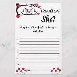 Hur gammal var hon? Spelkort Love Bird Flygblad