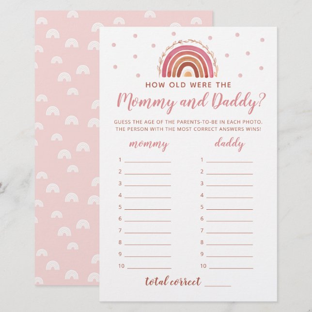 Hur gammal var Mamma och pappa? Game Boho Rainbow? (Fram/baksida)