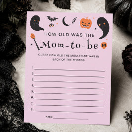 Hur gammal var mamman Halloween Baby Shower Game Inbjudningar