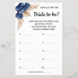 Hur gammalt var Blåa blommor Shower-spelkortet? Flygblad