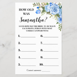 Hur gammalt var Bride Möhippa Blue Game Card Flygblad