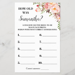 Hur gammalt var Bride Möhippa Rosa Game Card Flygblad