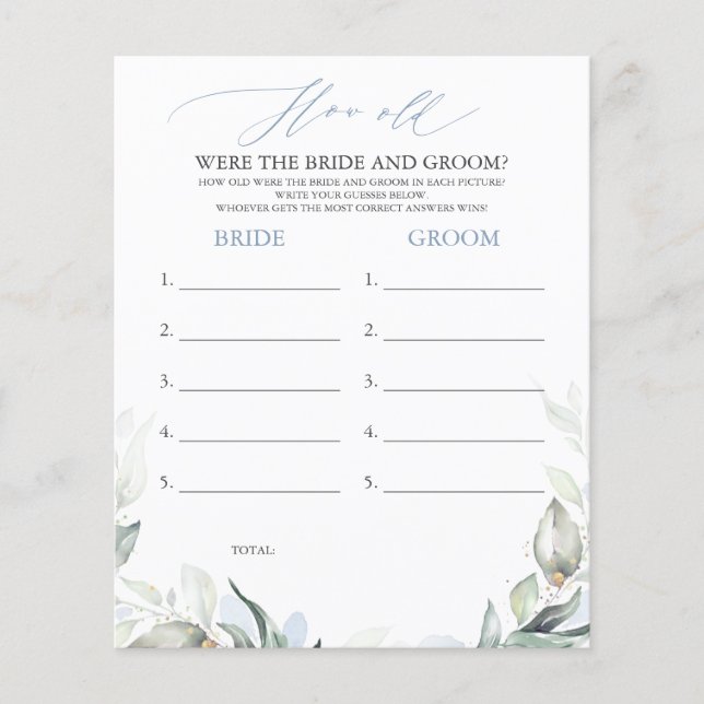 Hur gammalt var BRIDE- OCH GROOM-spelet? (Framsida)