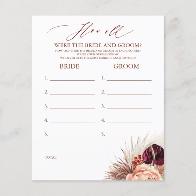 Hur gammalt var BRIDE- OCH GROOM-spelet? (Framsida)