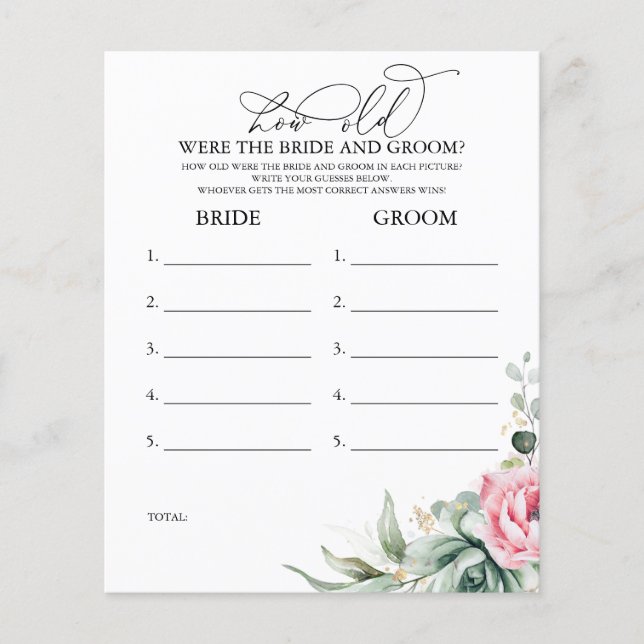 Hur gammalt var BRIDE- OCH GROOM-spelet? (Framsida)