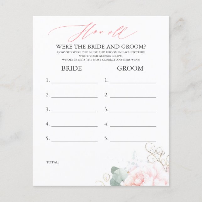 Hur gammalt var BRIDE- OCH GROOM-spelet? (Framsida)