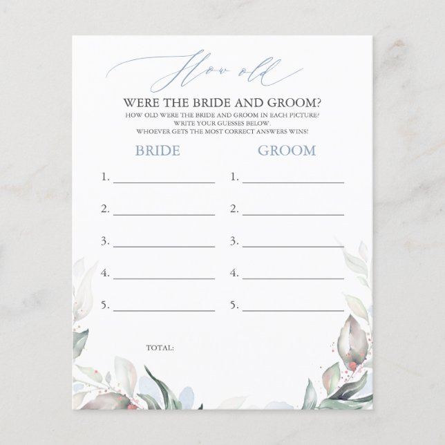 Hur gammalt var BRIDE- OCH GROOM-spelet? (Framsida)