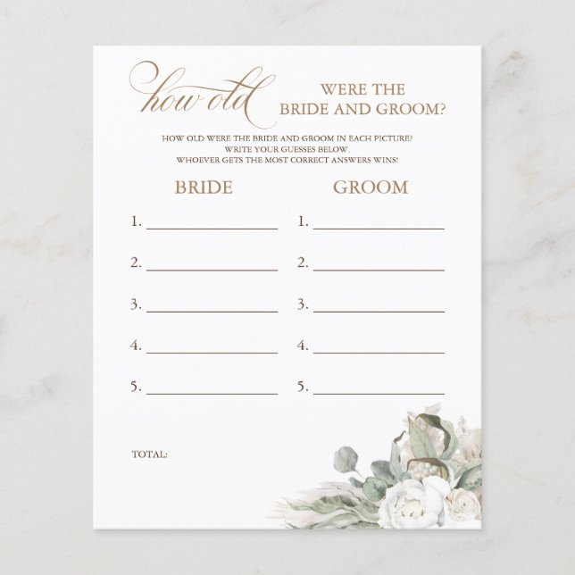 Hur gammalt var BRIDE- OCH GROOM-spelet? (Framsida)