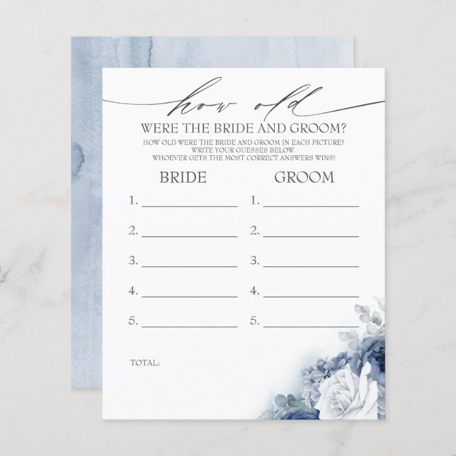 Hur gammalt var BRIDE- OCH GROOM-spelet? (Fram/baksida)