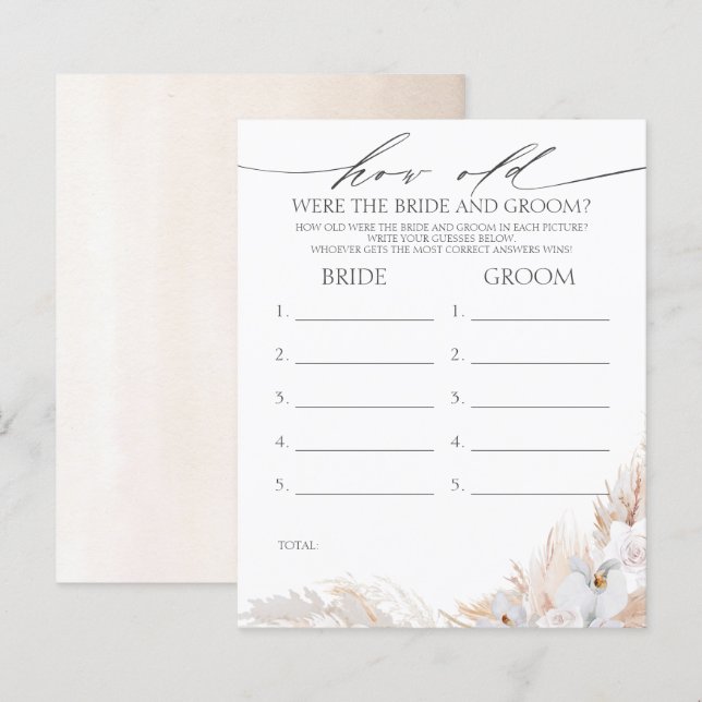 Hur gammalt var BRIDE- OCH GROOM-spelet? (Fram/baksida)