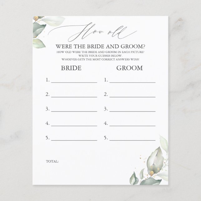 Hur gammalt var BRIDE- OCH GROOM-spelet? (Framsida)