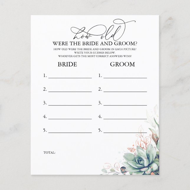 Hur gammalt var BRIDE- OCH GROOM-spelet? (Framsida)