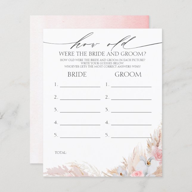 Hur gammalt var BRIDE- OCH GROOM-spelet? (Fram/baksida)