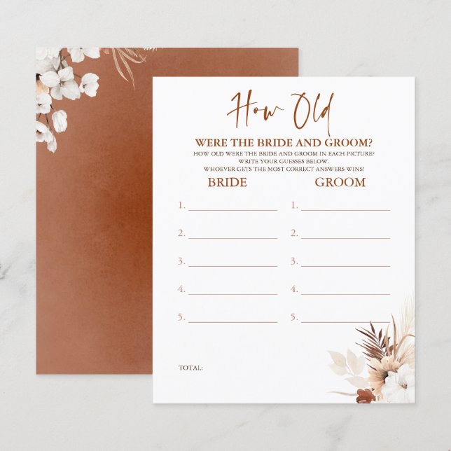 Hur gammalt var BRIDE- OCH GROOM-spelet? (Fram/baksida)