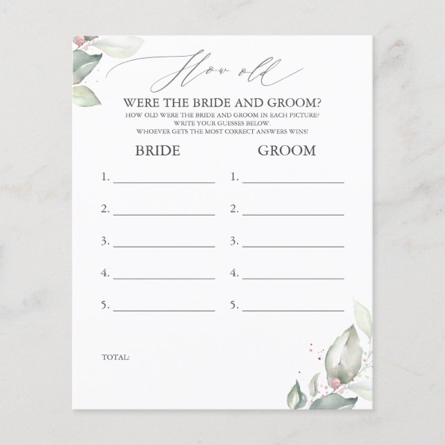 Hur gammalt var BRIDE- OCH GROOM-spelet? (Framsida)