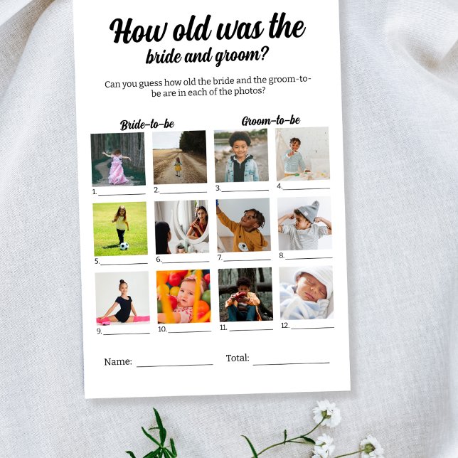 Hur gammalt var Bröllop-garammet? Flygblad (How Old Was Bride And Groom Wedding Guessing Game)