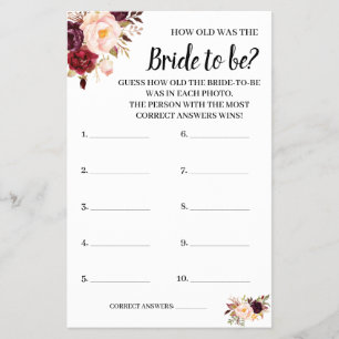 Hur gammalt var Marsala Flowers Shower Game Card? Flygblad