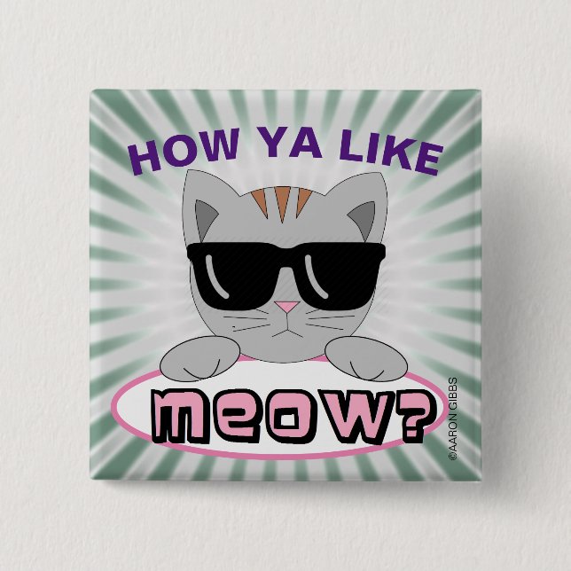 Hur gillar du MJAU? Katt Puns knapp (Framsida)