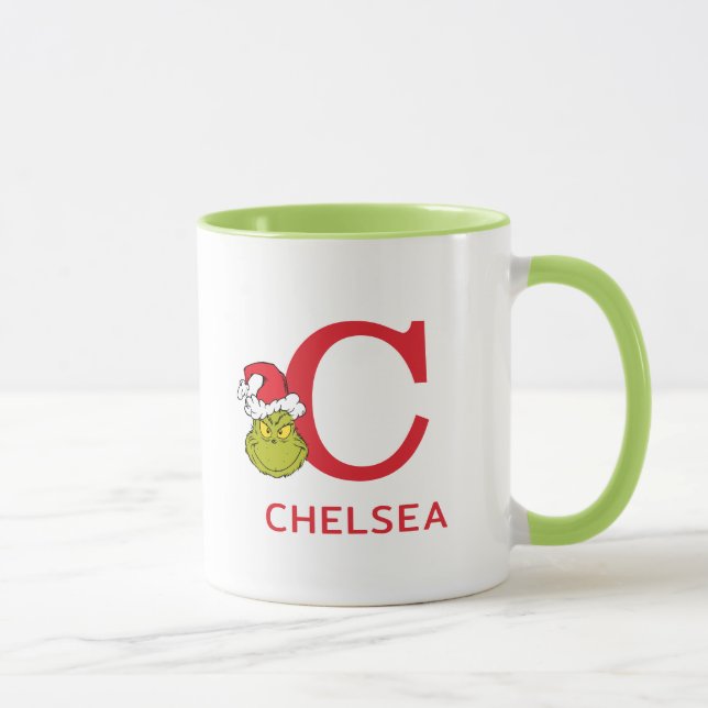 Hur Grinch stal julen | Namn & Monogram C Mugg (Höger)