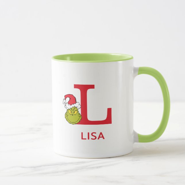 Hur Grinch Stjäl Julen | Namn & Monogram L Mugg (Höger)