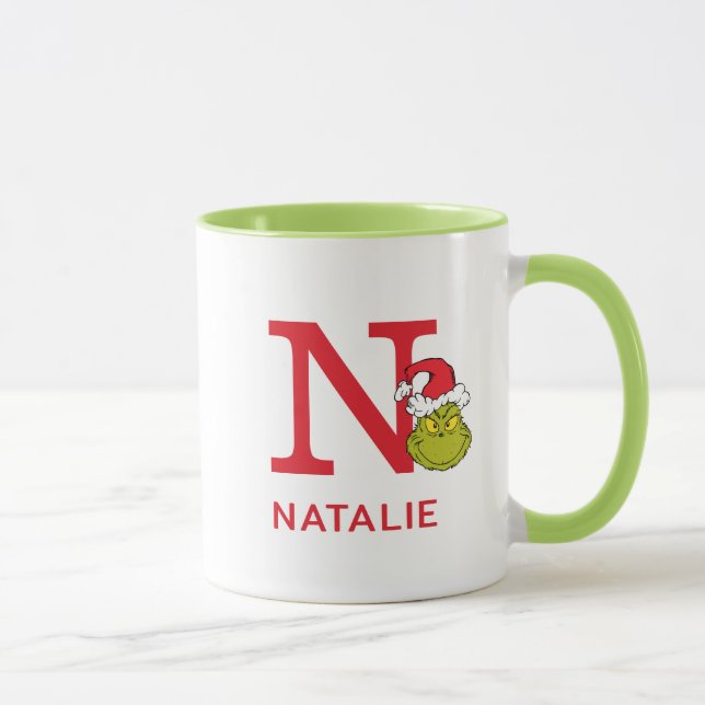 Hur Grinch Stjäl Julen | Namn & Monogram N Mugg (Höger)