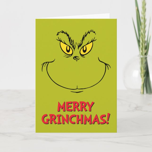 Hur Grinch Stole jul Ansikte Helgkort (Framsida)