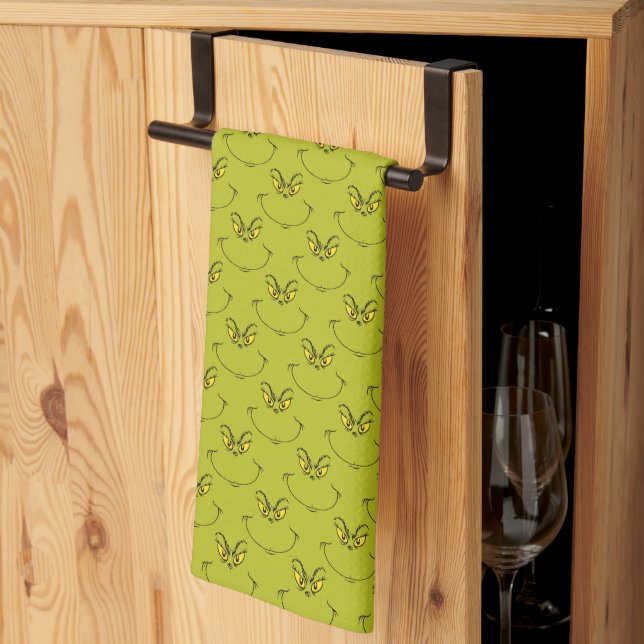 Hur Grinch Stole jul Ansikte Kitchen Towel Kökshandduk (Thirds Fold)