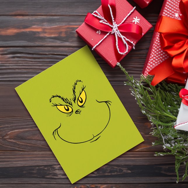Hur Grinch Stole jul Ansikte? Vykort (Card on table)