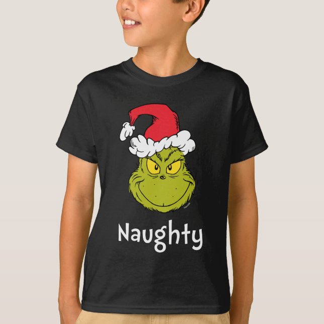 Hur Grinch Stole-jul | Naughty Grinch T Shirt (Framsida)