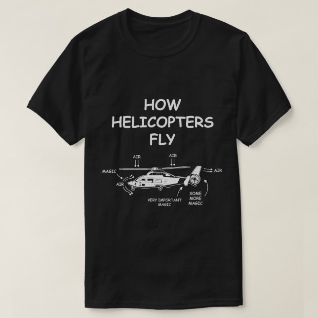 Hur helikoptrar flyger magiska anatomomihelikoptra t shirt (Design framsida)