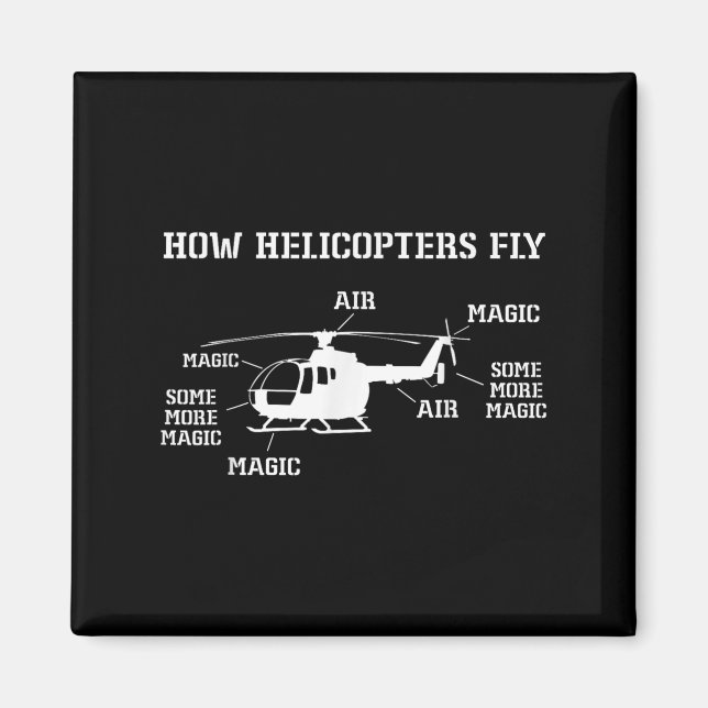 Hur helikoptrar flyger med en flygande Helicopter  Magnet (Framsidan)