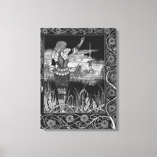 Hur Herr Bedivere Cast the Sword Excalibur Canvastryck